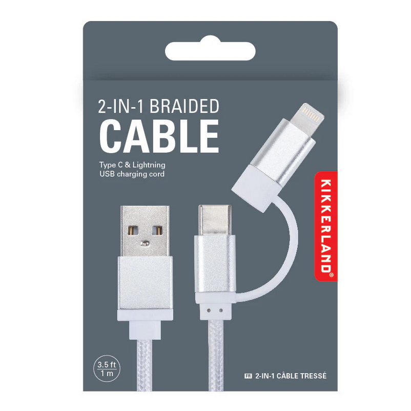 Silver 2-in-1 Braided Cable