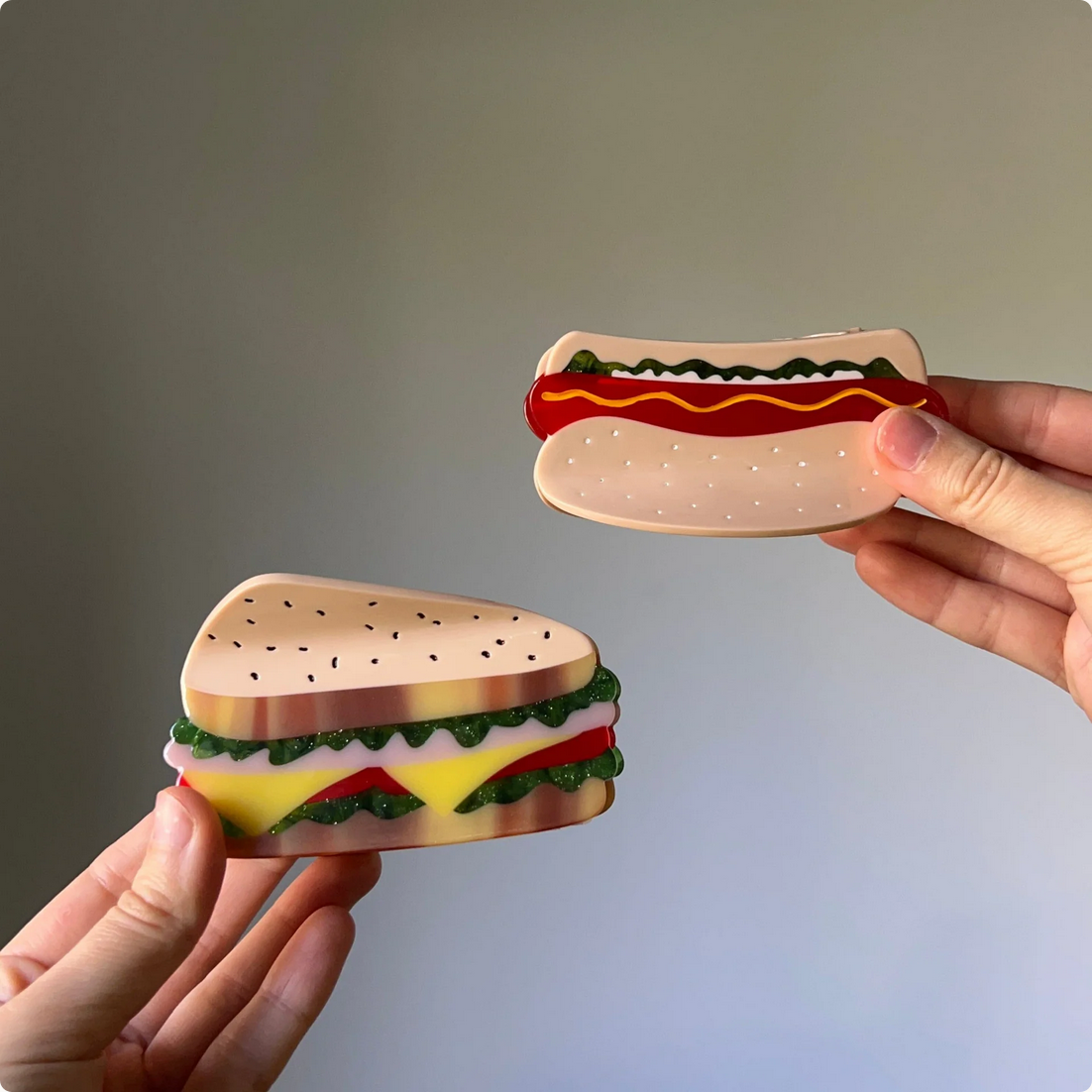 Large Hot Dog Hair Claw Clip with all the Fixins