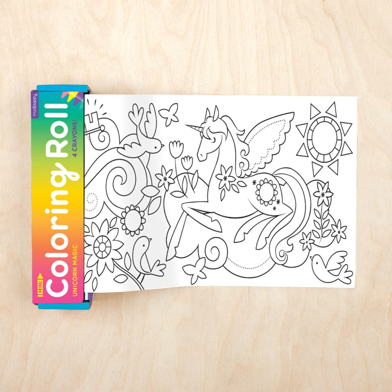 Unicorn Magic Mini Coloring Roll with 4 crayons