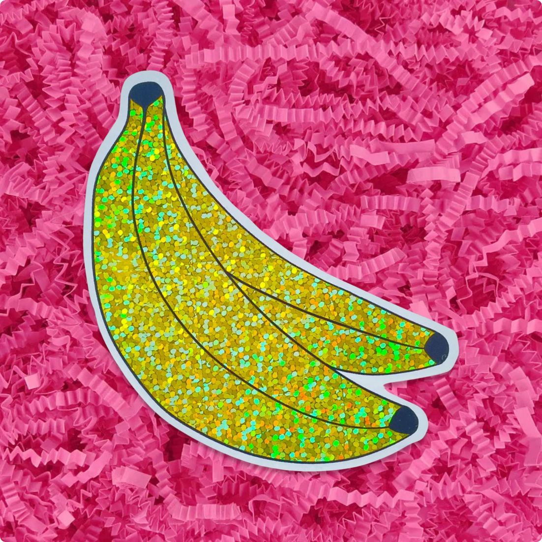 Glitter Banana Bunch Sticker