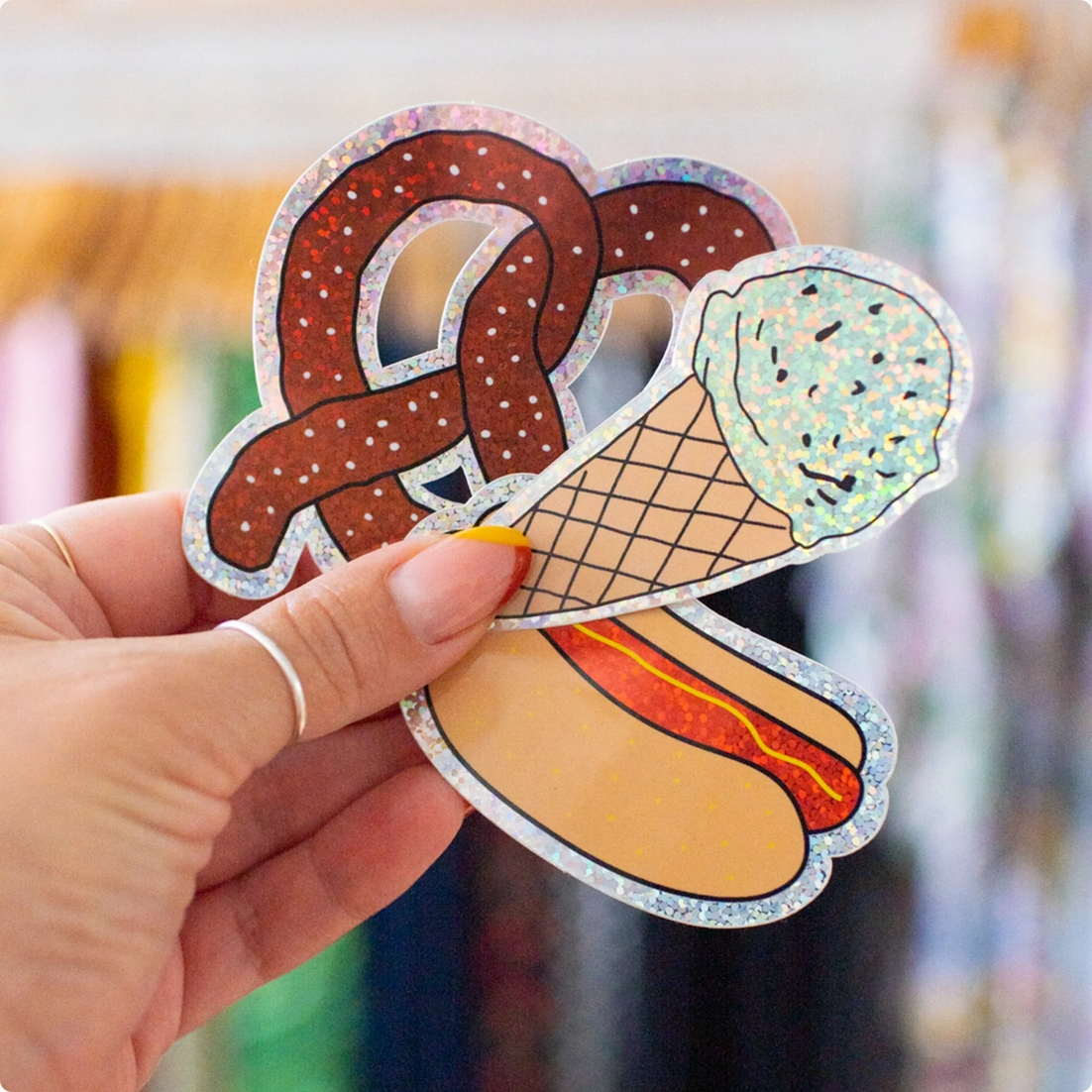 Glitter Hot Dog Sticker