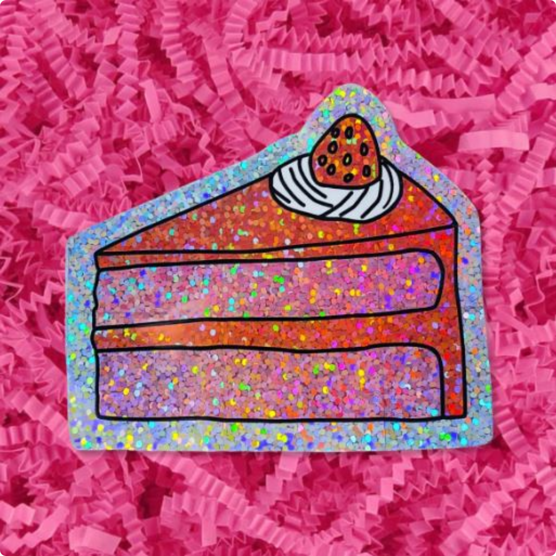 Glitter Cake Slice Sticker