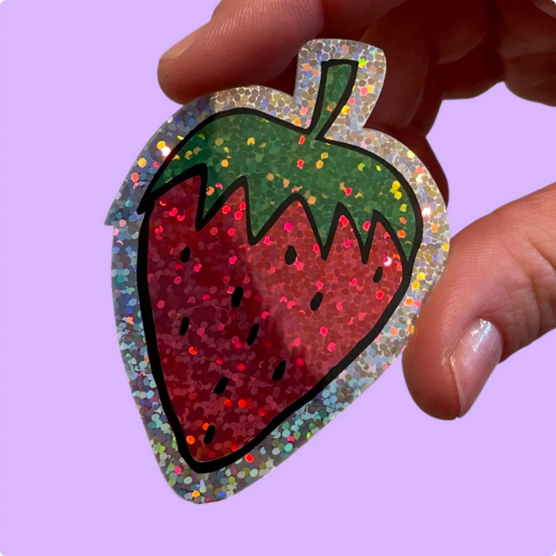 Glitter Strawberry Sticker