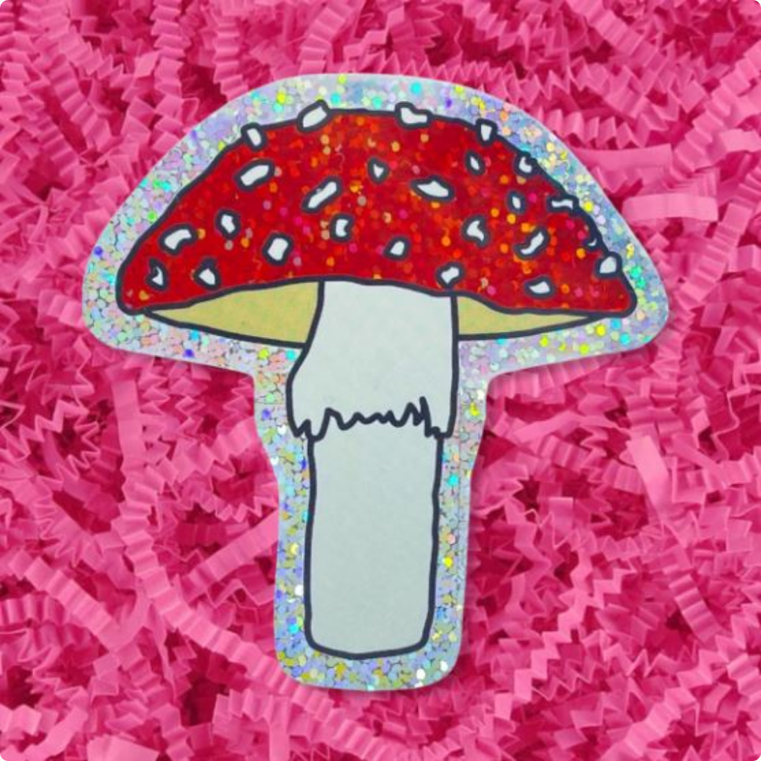 Glitter Toadstool Mushroom Sticker