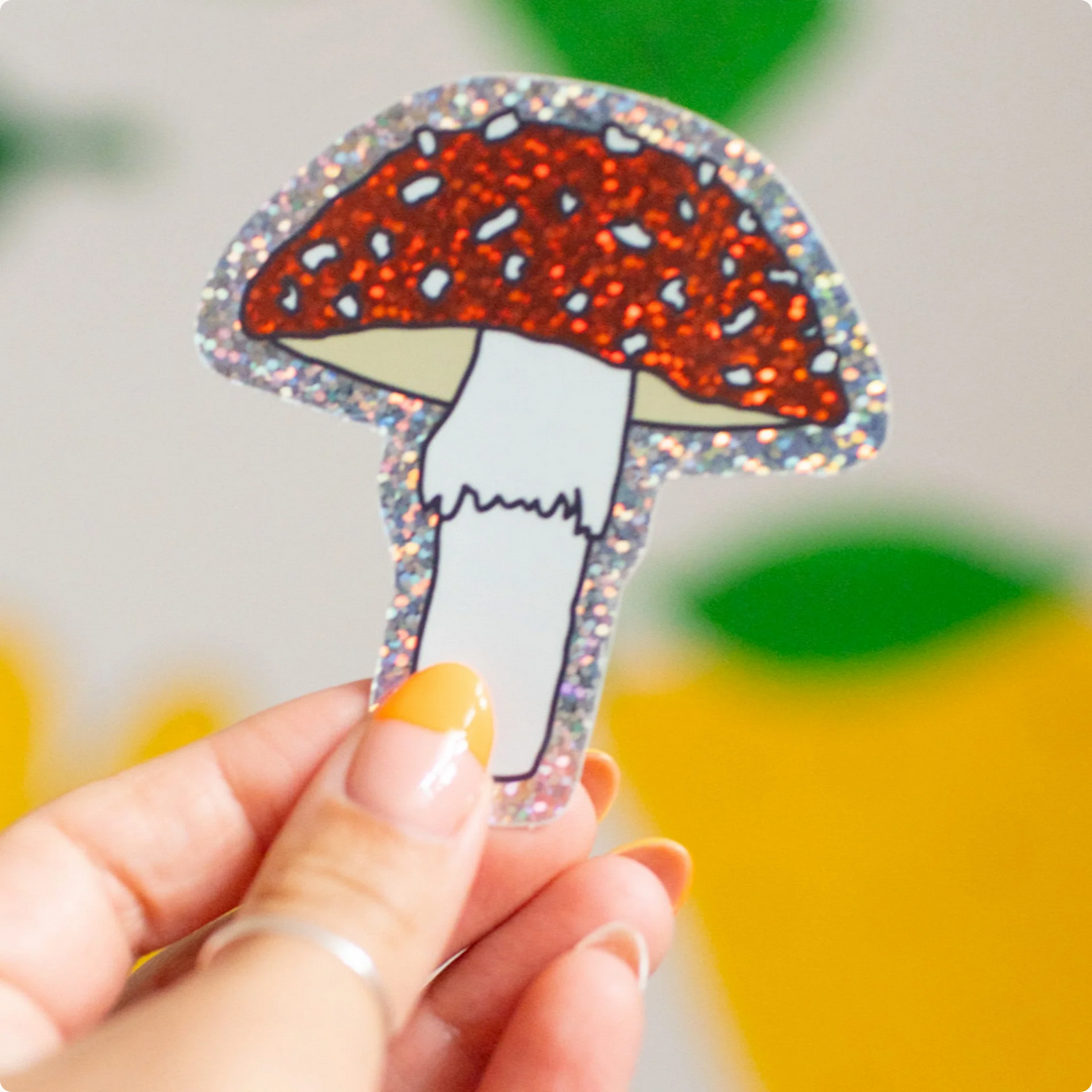 Glitter Toadstool Mushroom Sticker