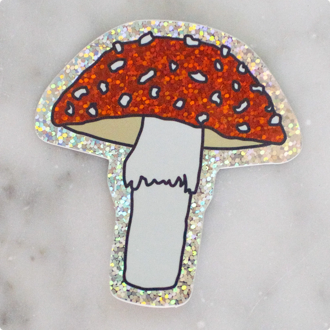 Glitter Toadstool Mushroom Sticker