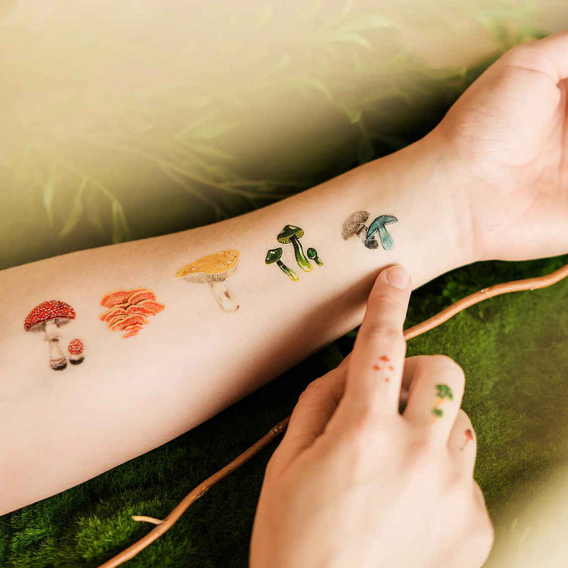 Colorful Mushrooms Tattoo Sheet