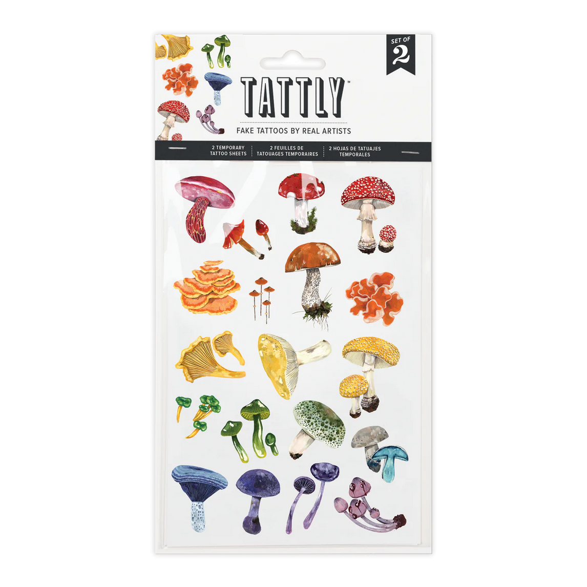 Colorful Mushrooms Tattoo Sheet