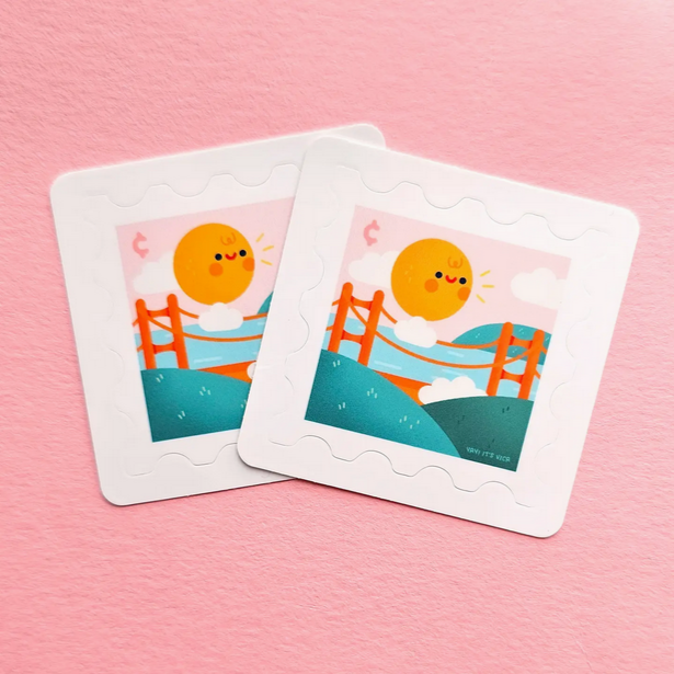 Golden Gate Bridge Stamp Sticker -Vica Lew