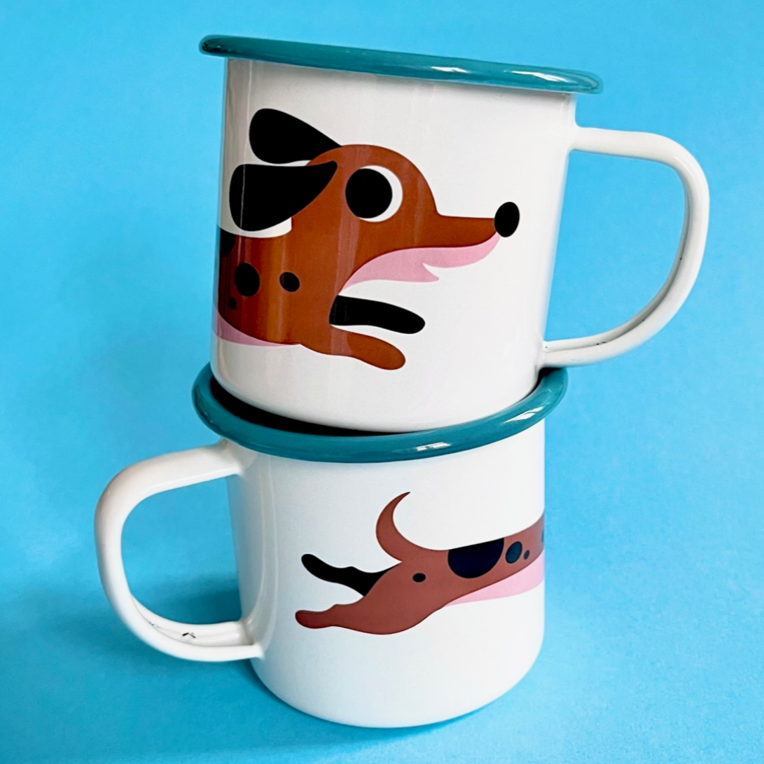 Dachshund Enamel Mug by Ingela P. Arrhenius