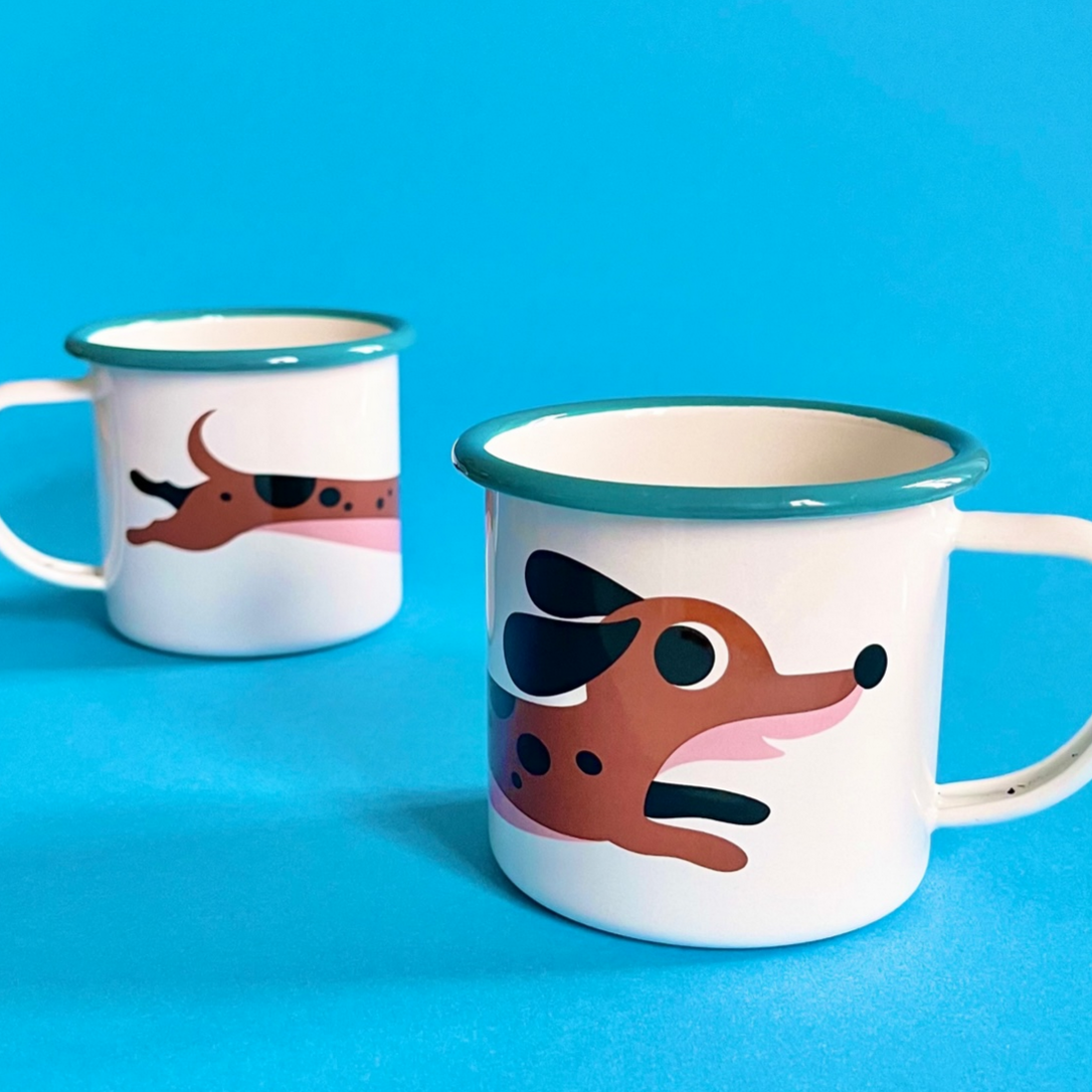 Dachshund Enamel Mug by Ingela P. Arrhenius