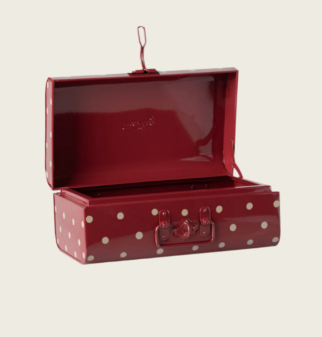 Storage suitcase, Small - Red with dots