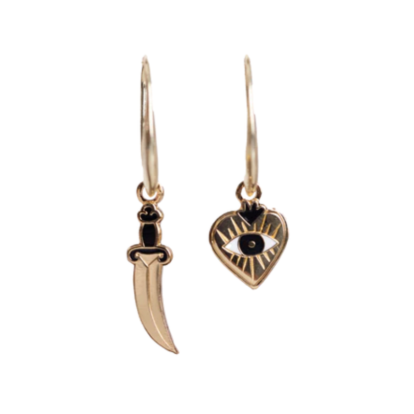 Heart & Dagger Drop Earrings