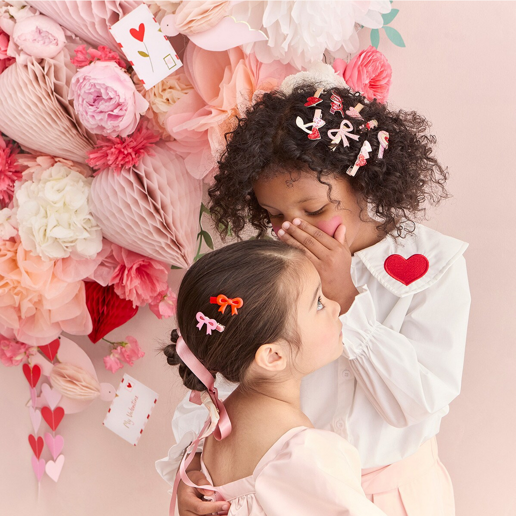 Valentine's Bow Hair Clips (x6)