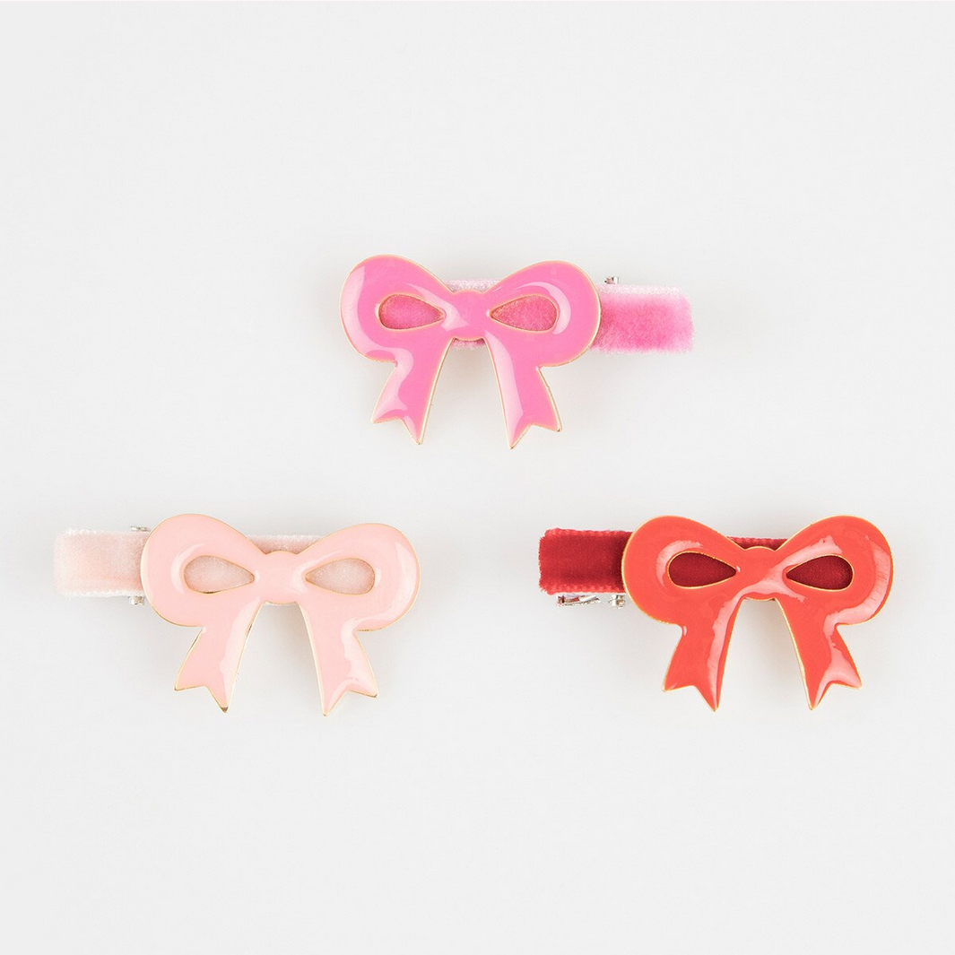 Valentine's Bow Hair Clips (x6)