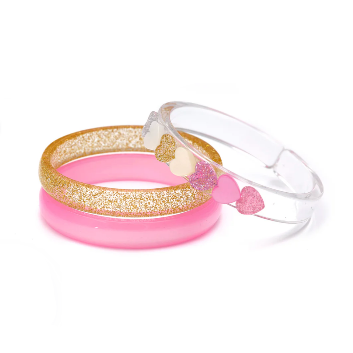 Hearts Pearl Pink Glitter Bangles