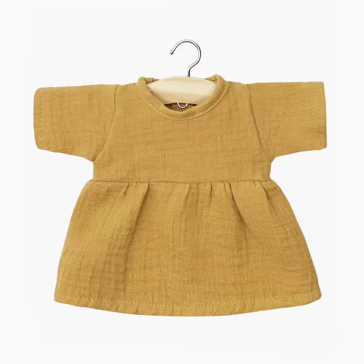 Faustine long-sleeved dress in camel cotton gauze -34cm/13.5in dolls