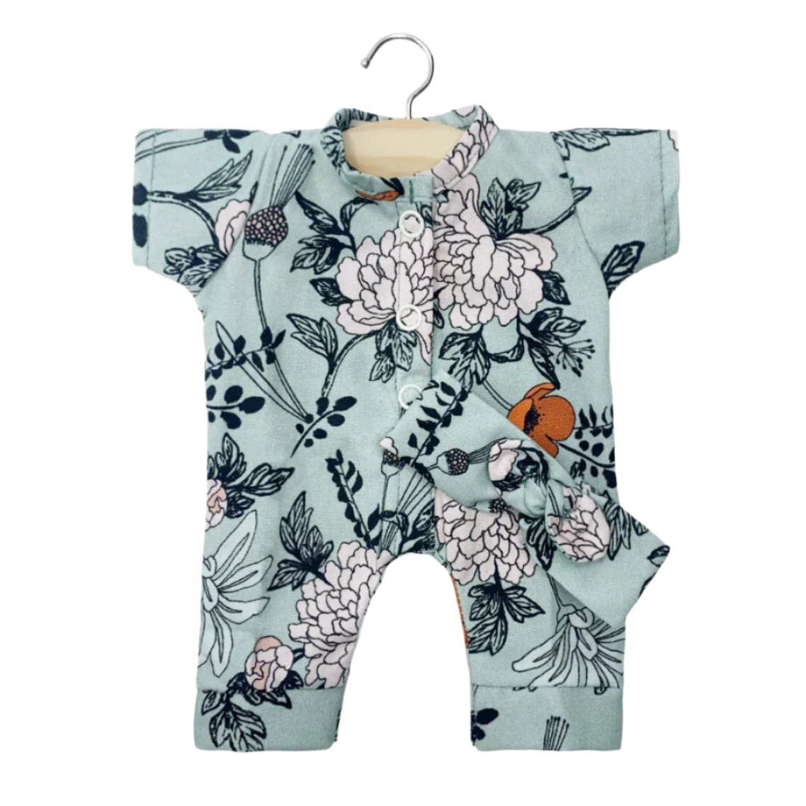 Babies – Lili jumpsuit and its Luxury roses cotton headband -28cm/11in