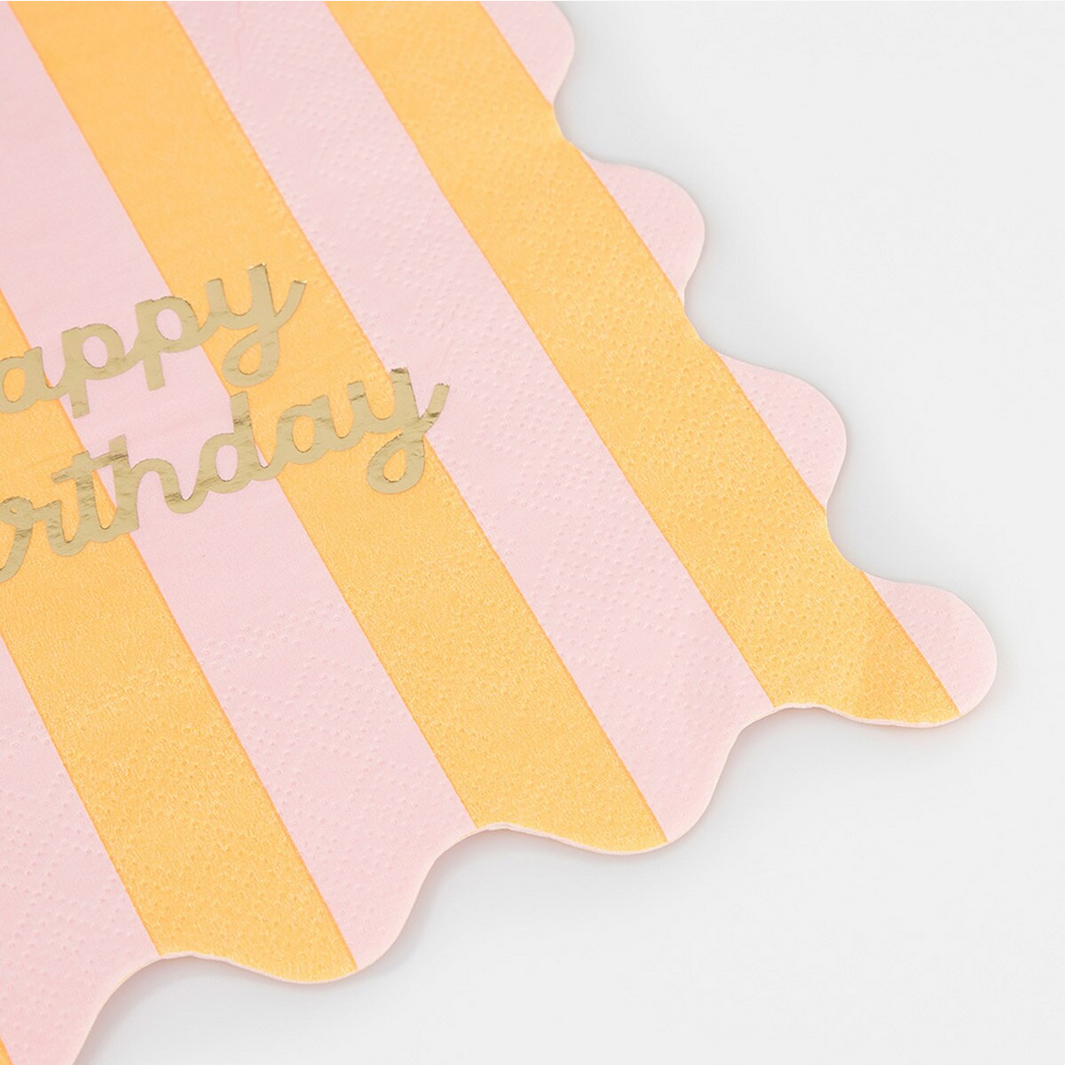 Stripe Happy Birthday Small Napkins (16pk)