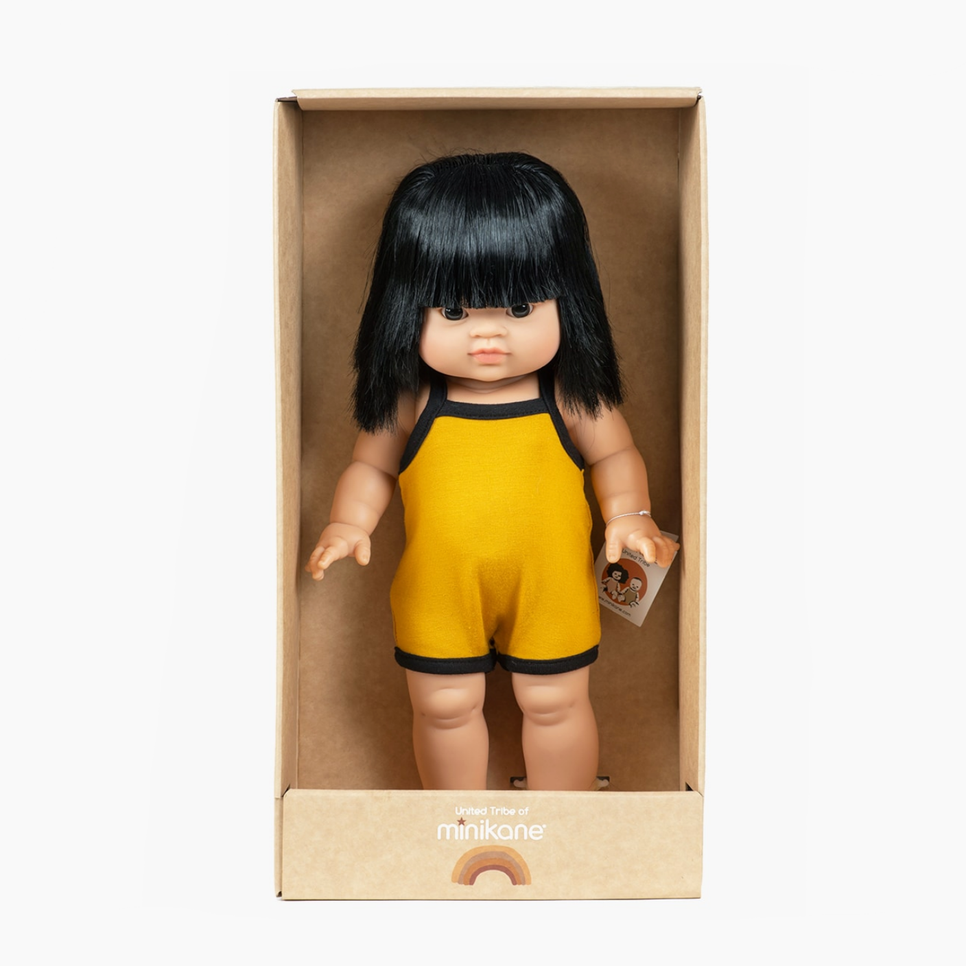 Jade-Lou Standing Doll in Gilda” jersey in Mustard 37cm/14.5in