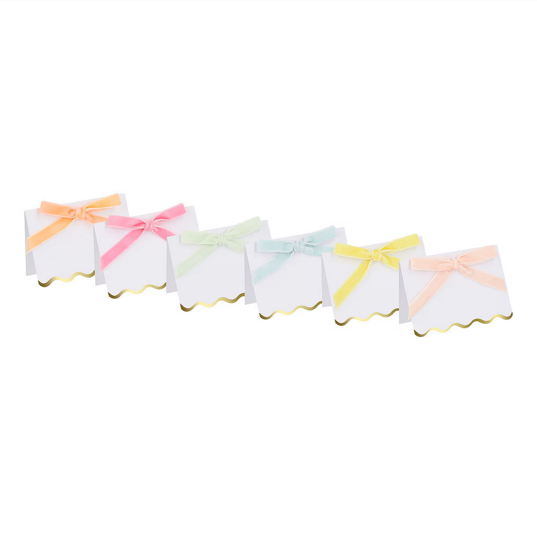 Pastel Velvet Bow Place Cards