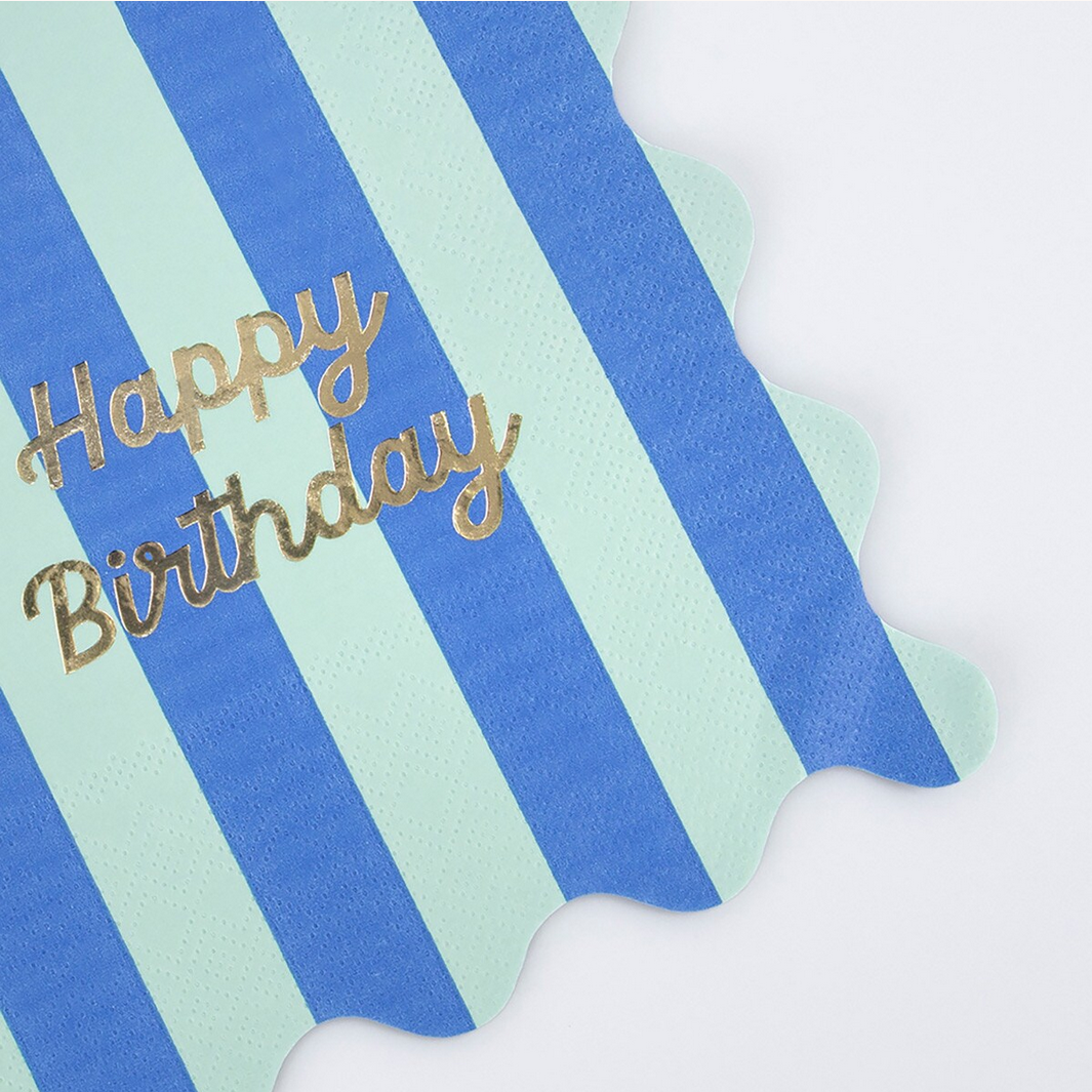 Stripe Happy Birthday Large Napkins (16pk)