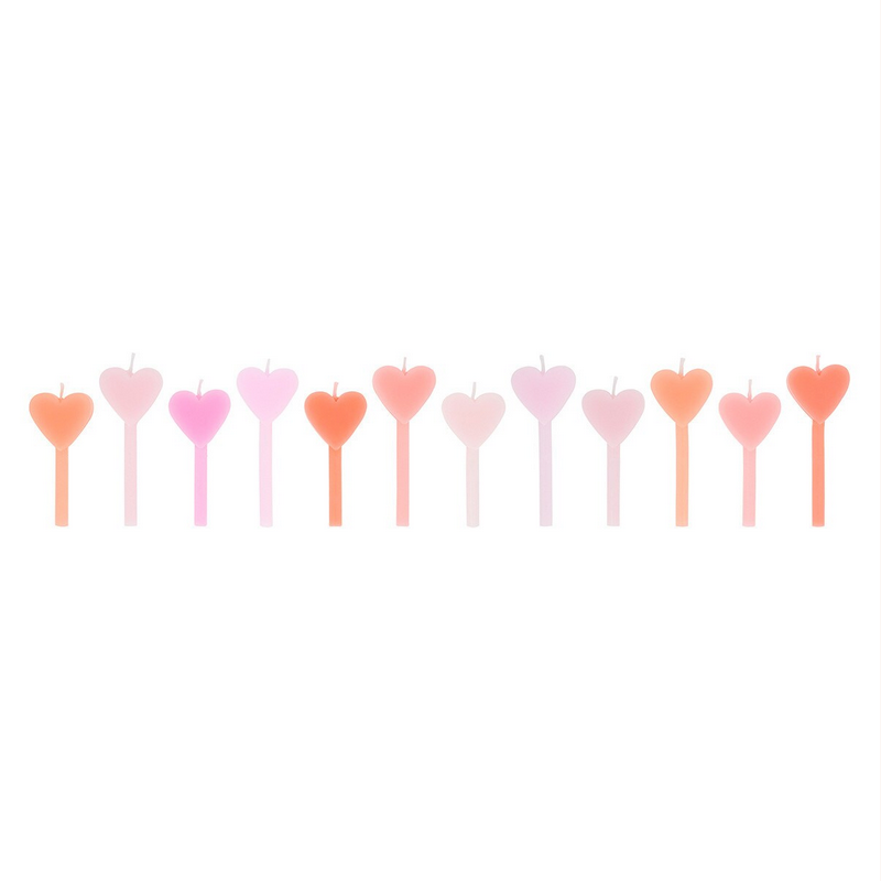Pink Heart Candles -12pk