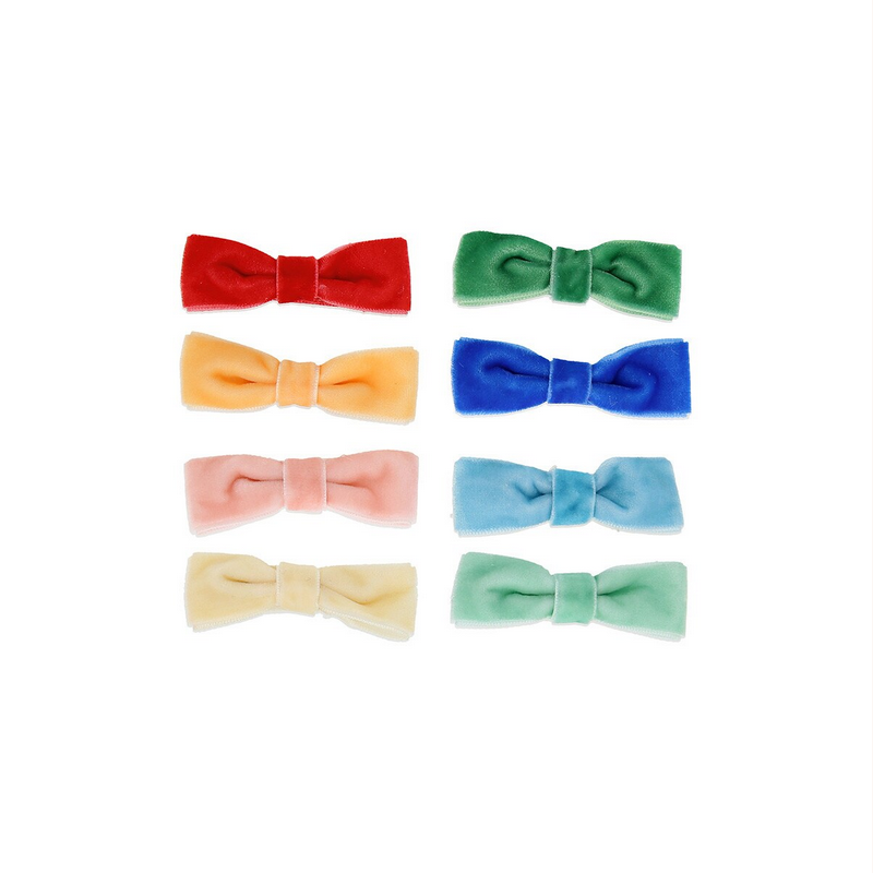 Rainbow Velvet Bow Hair Clips (x4)
