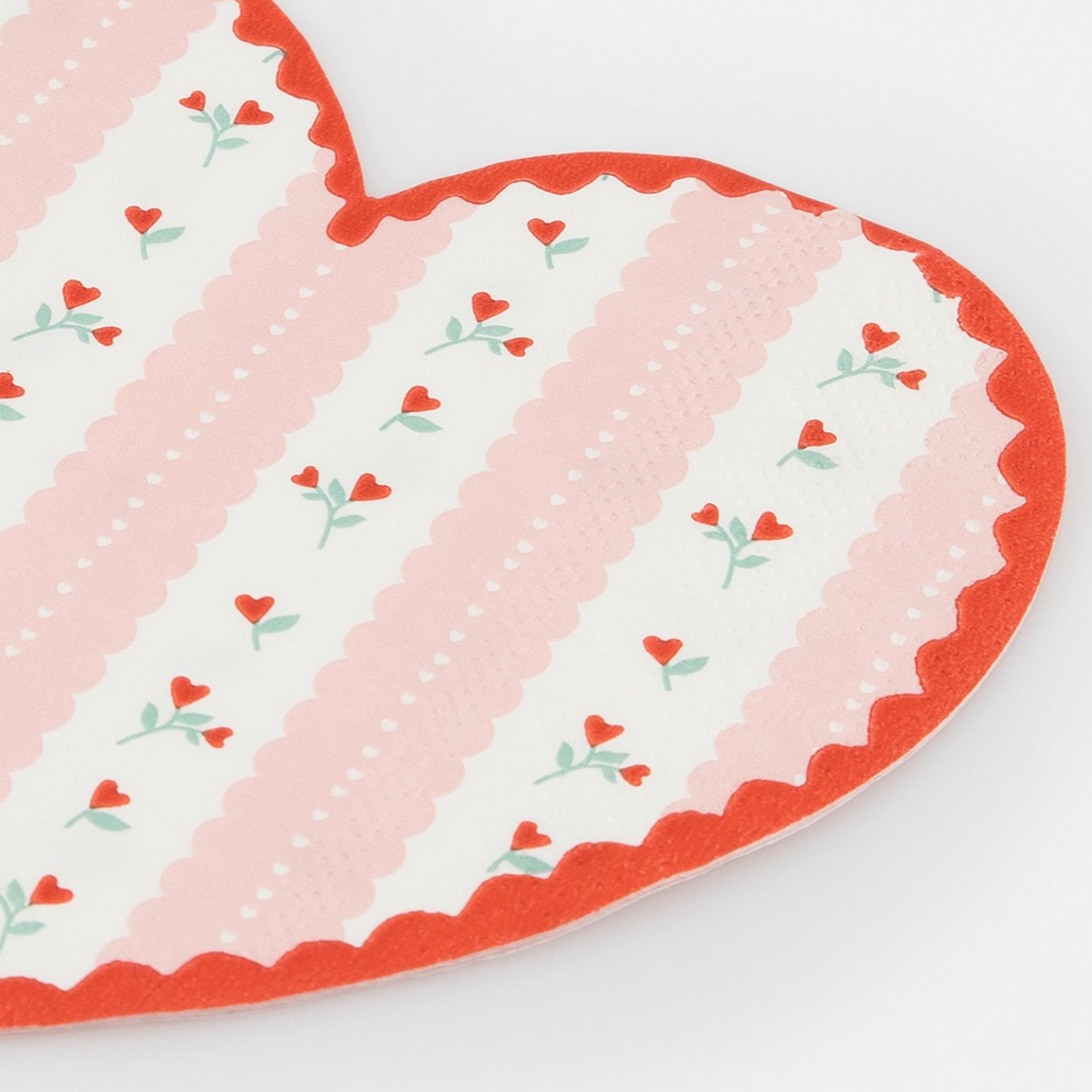 Vintage Rose Heart Napkins (x16)