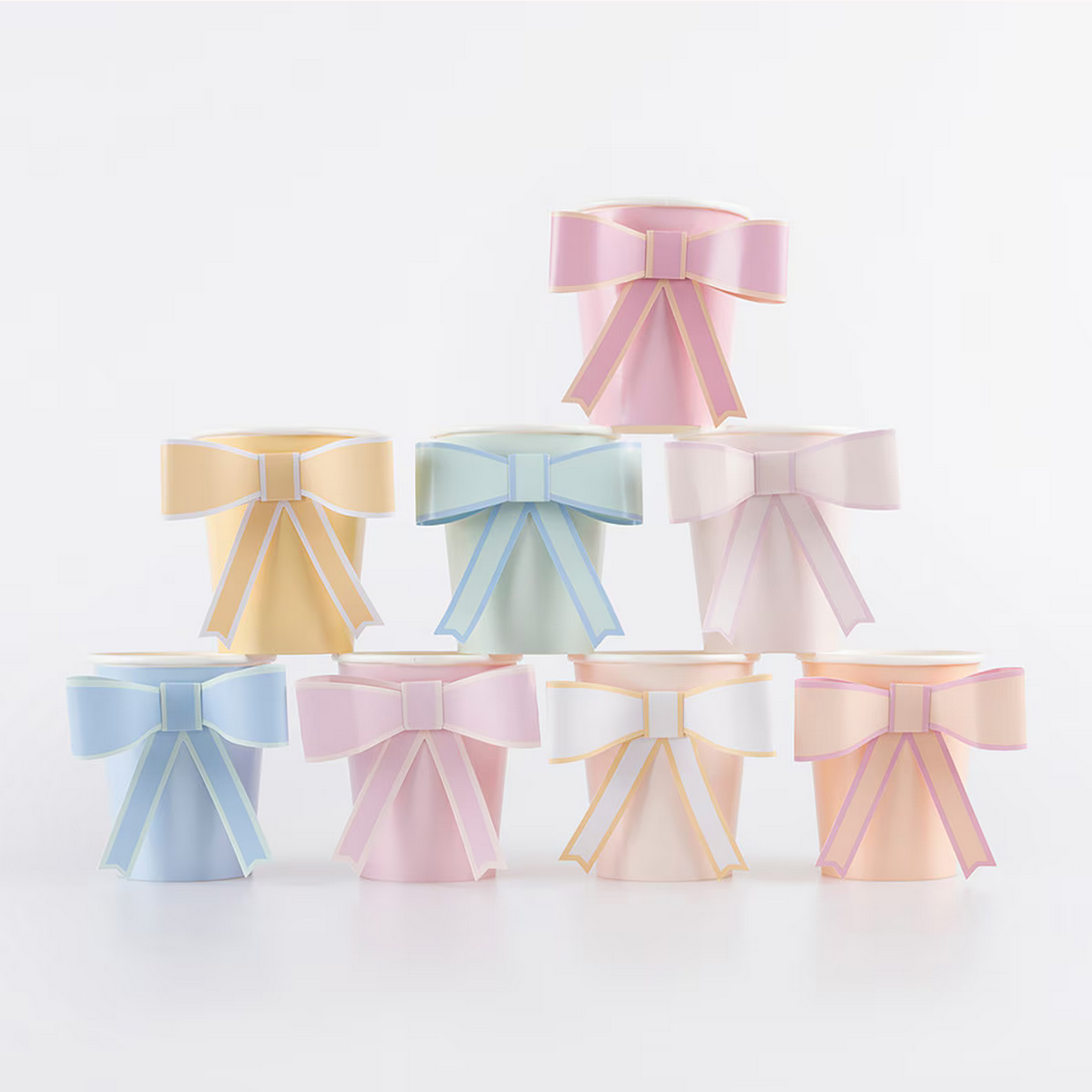 Pastel Bow Cups (x8)