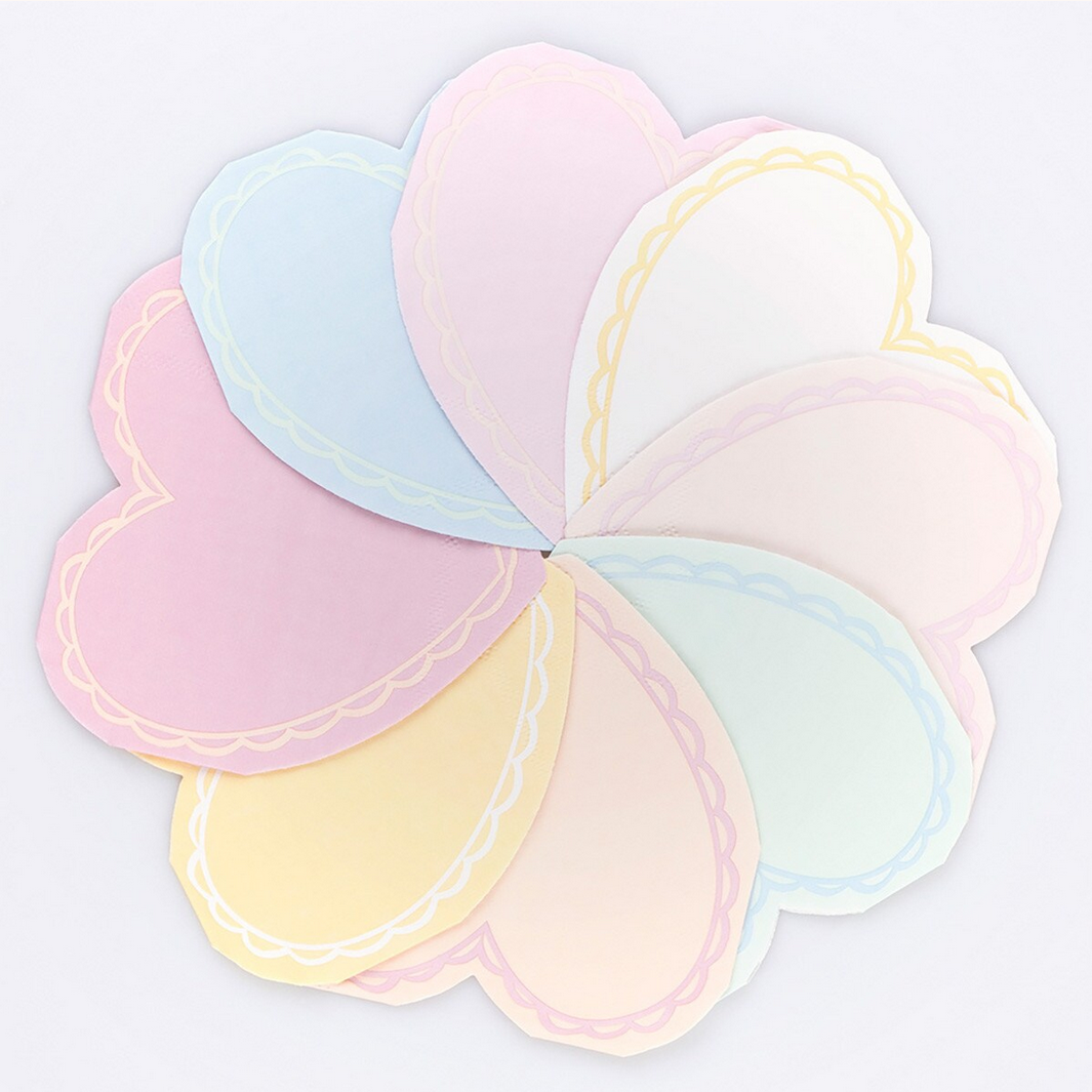 Pastel Heart Large Napkins (x16)