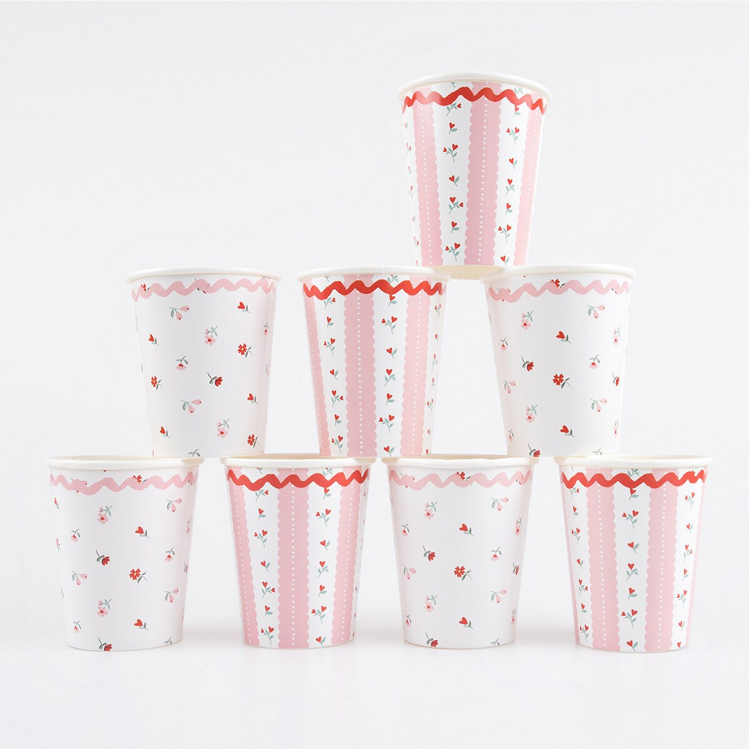 Vintage Rose Cups (8pk)