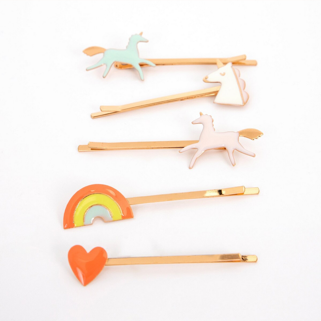 Unicorn Enamel Hair Slides (6pk)