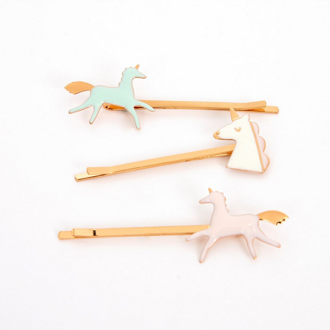 Unicorn Enamel Hair Slides (6pk)