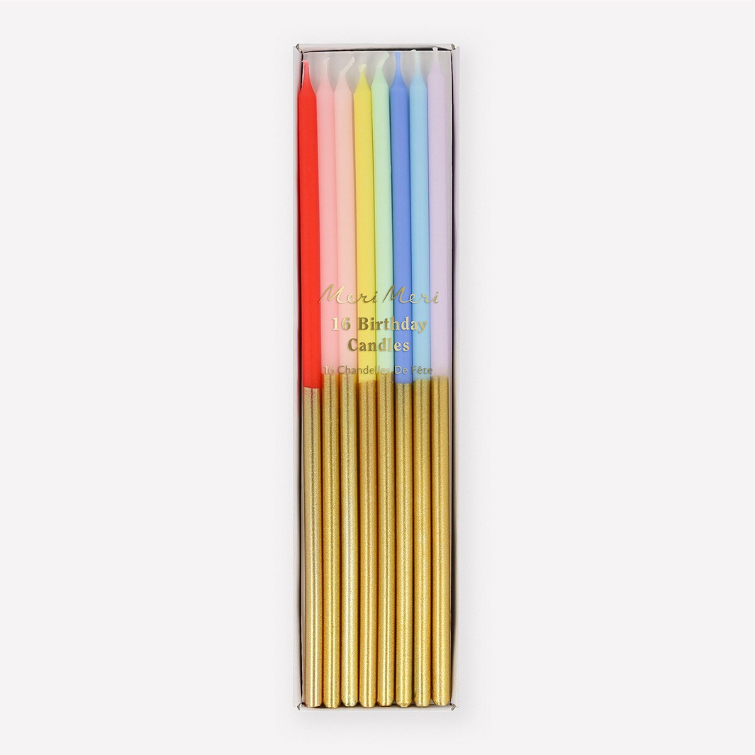 Gold Dipped Rainbow Mix Candles (16pk)