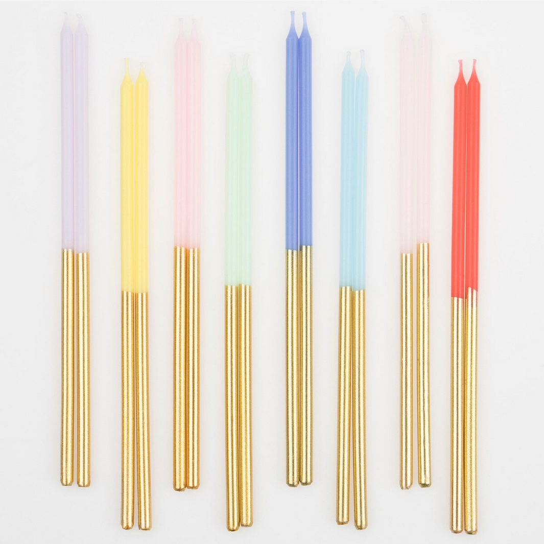 Gold Dipped Rainbow Mix Candles (16pk)