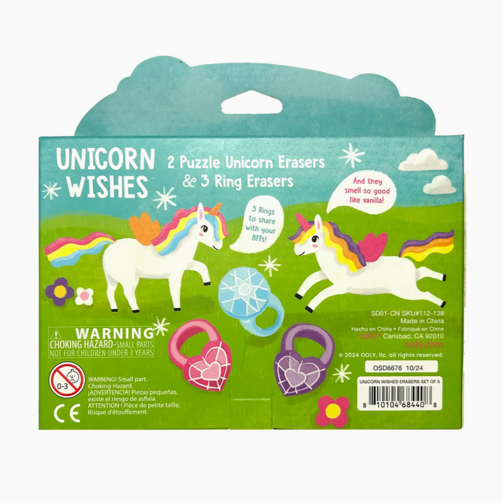 Unicorn Wishes Scented Erasers- Set of 5