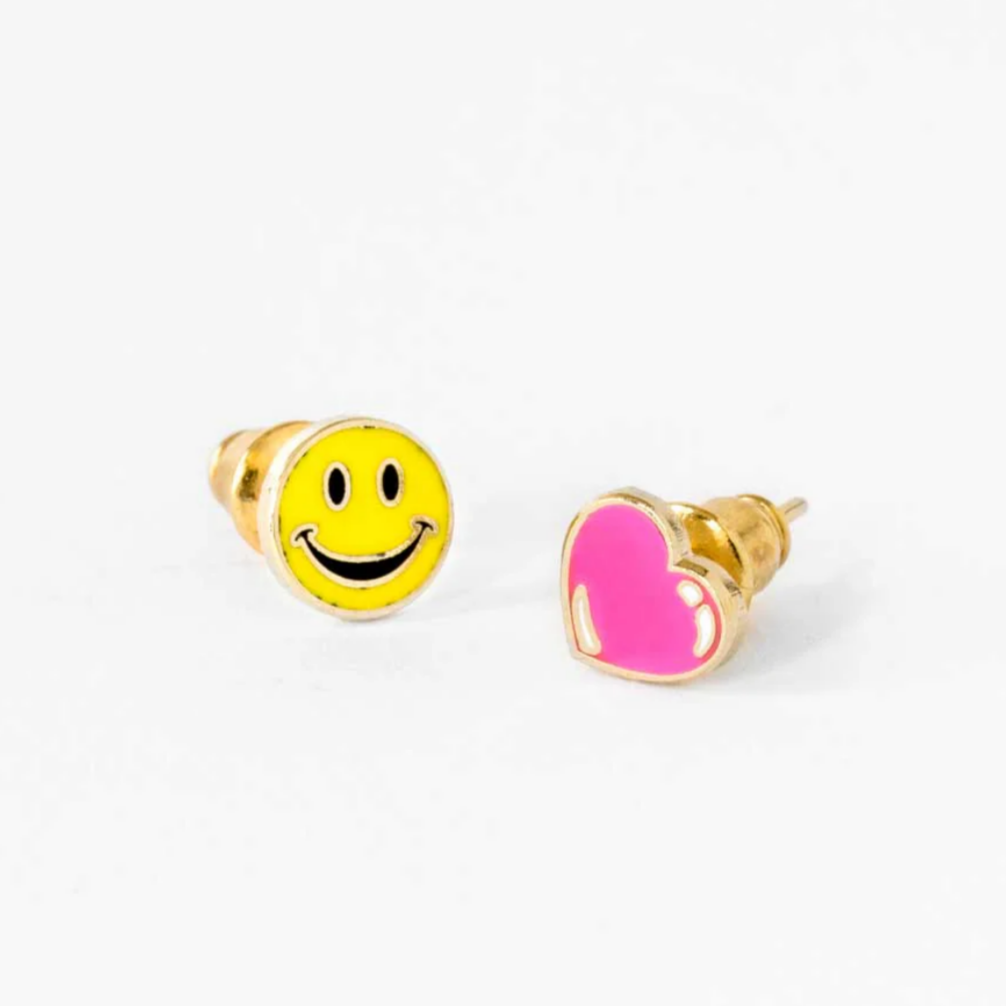 Happy Face & Heart Earrings