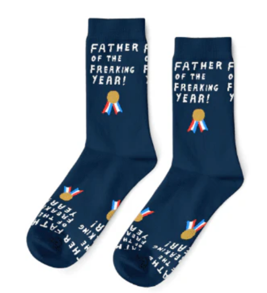 Father of the Freakin Year Crew Socks - Large