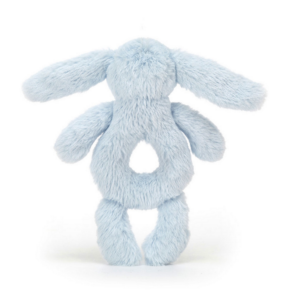 Bashful Bunny Ring Rattle -baby blue
