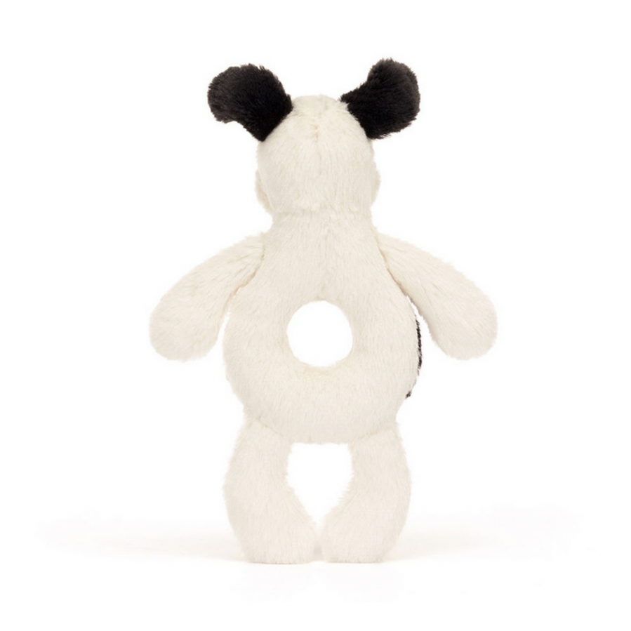 Bashful Black & Cream Puppy Ring Rattle