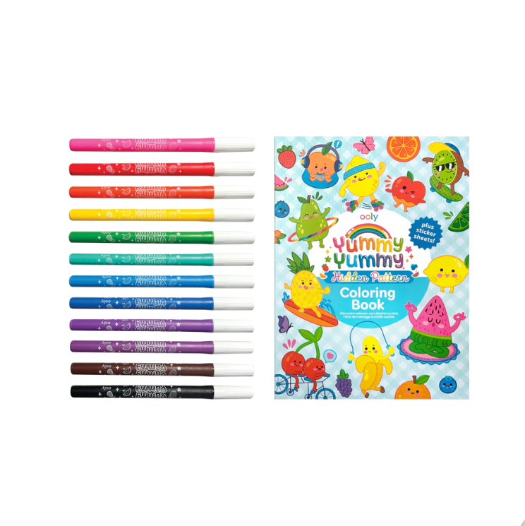 Yummy Yummy Scented Coloring Kit - Markers Stickers Coloring Book