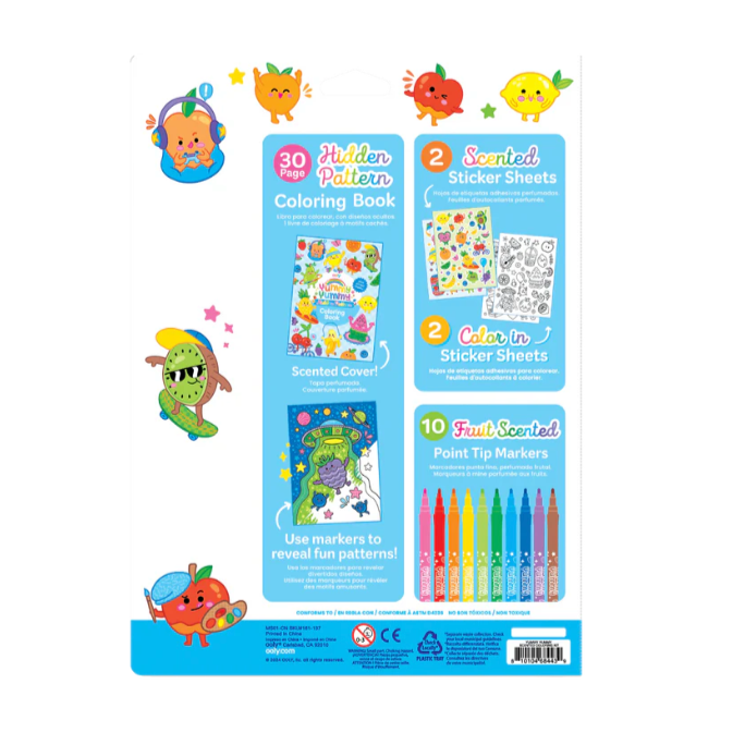 Yummy Yummy Scented Coloring Kit - Markers Stickers Coloring Book