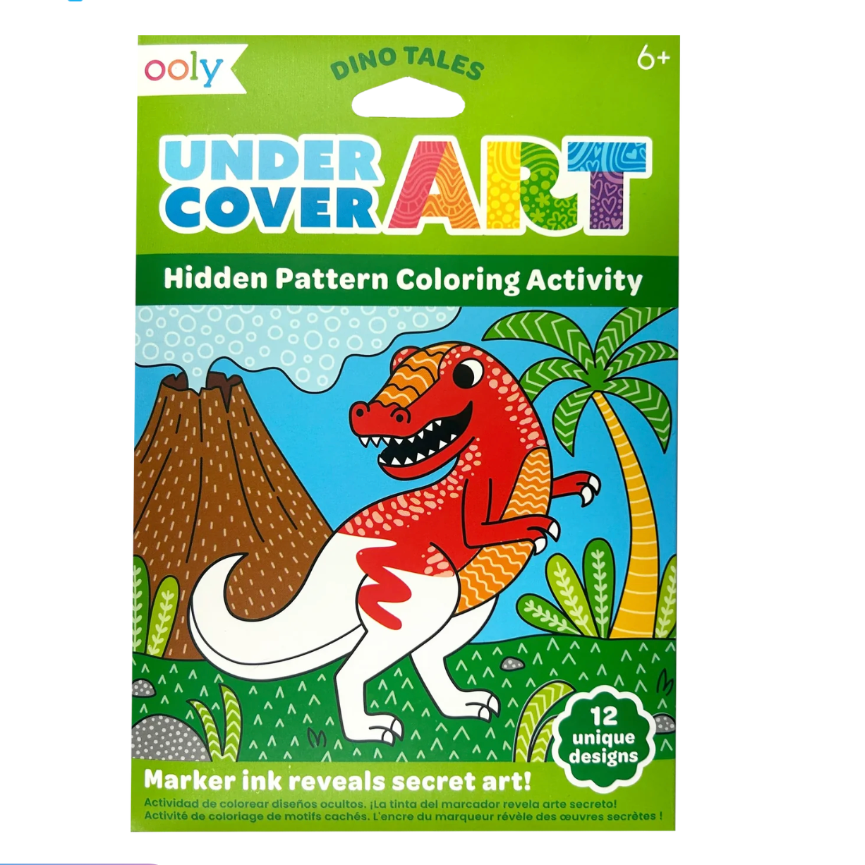 Undercover Art Hidden Pattern Coloring Activity Art Cards - Dino Tales