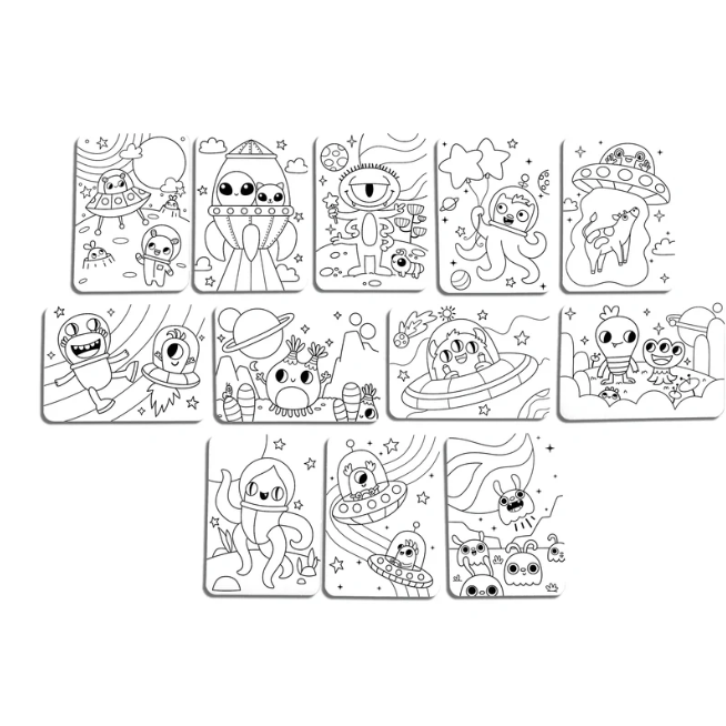Undercover Art Hidden Pattern Coloring Activity Art Cards - Monster Aliens