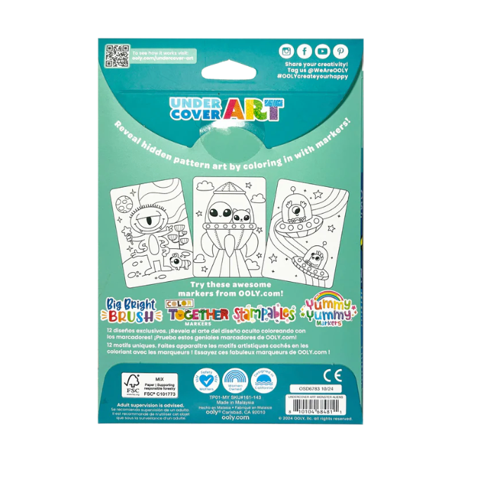 Undercover Art Hidden Pattern Coloring Activity Art Cards - Monster Aliens
