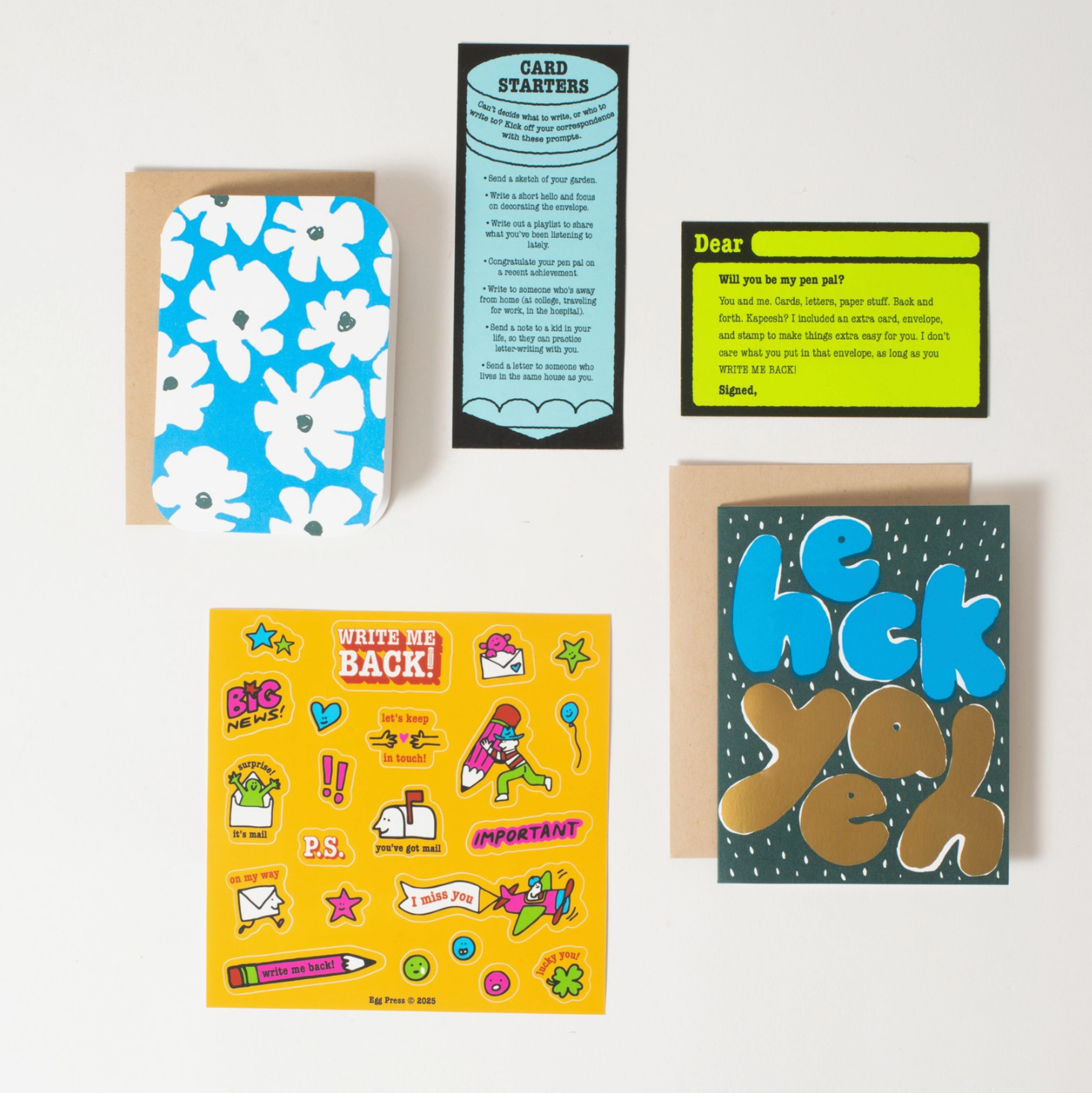 Heck Yeah + Flower Letter Writing Write Me Back Pen Pal Kit