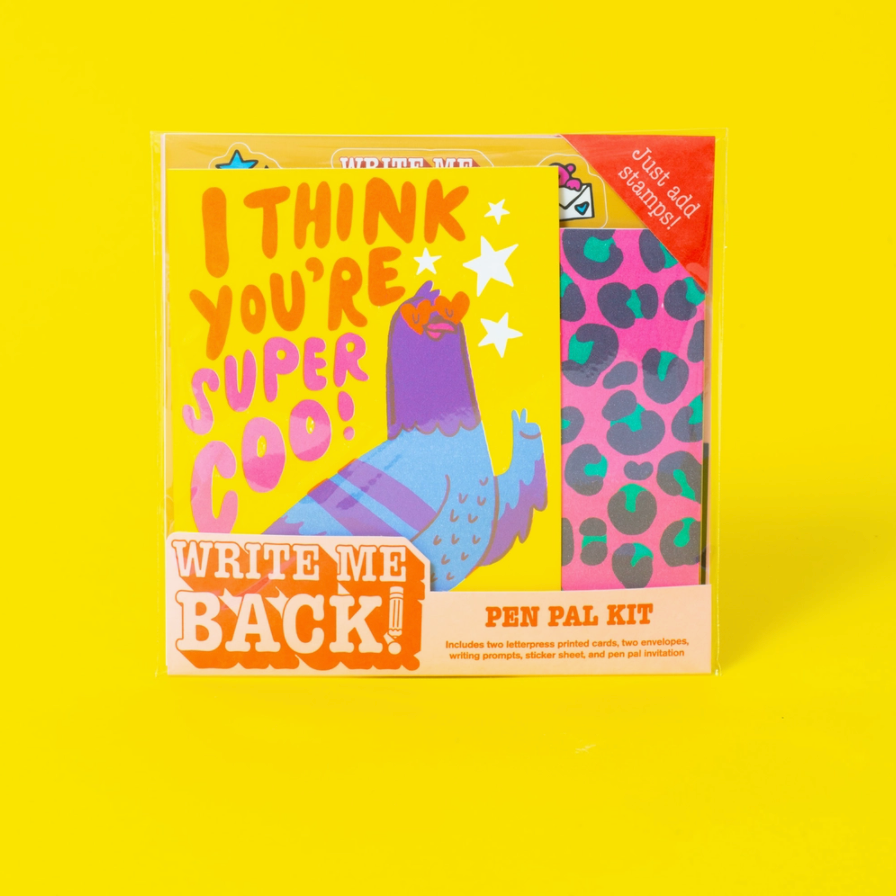 Pigeon + Leopard Letter Writing Write Me Back Pen Pal Kit