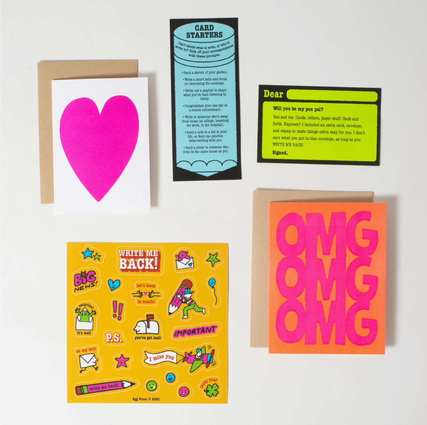Omg + Heart Letter Writing Write Me Back Pen Pal Kit
