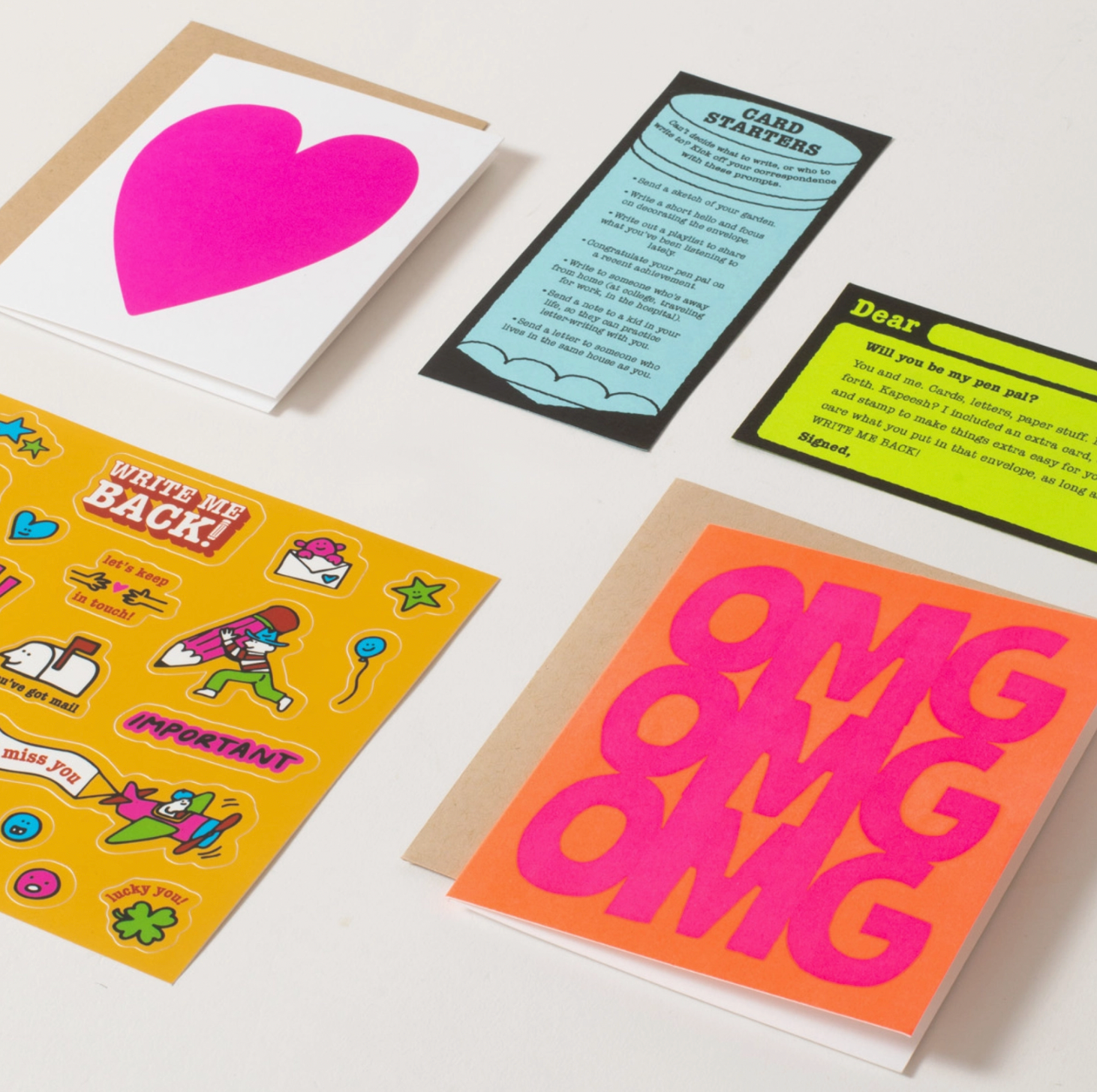 Omg + Heart Letter Writing Write Me Back Pen Pal Kit